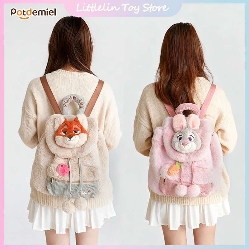 กระเป๋าเป้สะพายหลังดิสนีย์ ซูโทเปีย จูดี้ นิค ของแท้จาก Potdemiel รุ่นฤดูใบไม้ร่วง/ฤดูหนาว ความจุเยอะ น่ารัก นุ่ม ใช้เป็นกระเป๋านักเรียนได้ เหมาะเป็นของขวัญวันเกิด