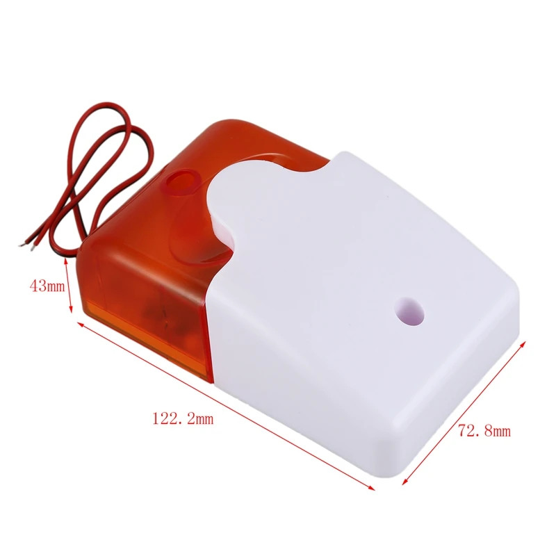 Mini sirena de advertencia estroboscópica con cable, alarma de sonido duradera de 12V CC, luz intermitente, bocina de sirena, sistema de alarma de seguridad para el hogar 115Db