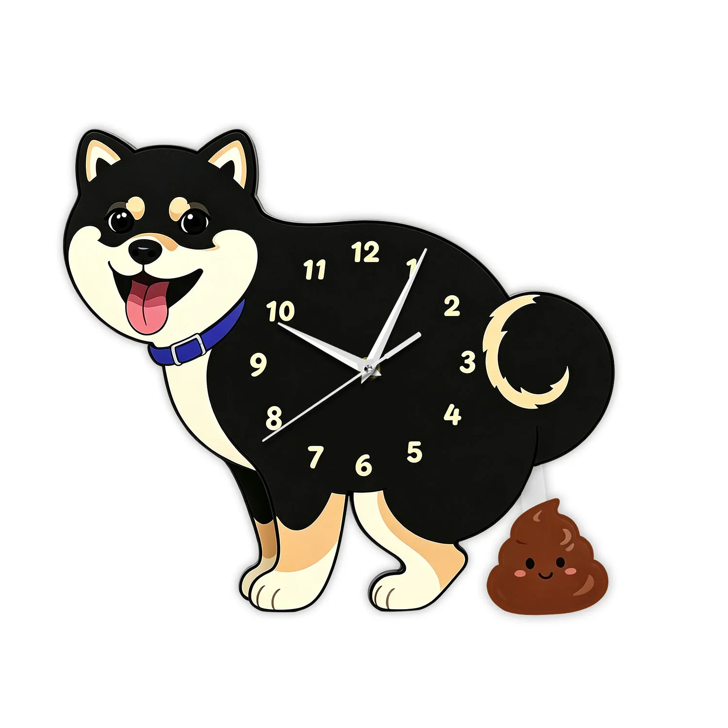 Cute Black Shiba Inu Dog Swinging Poop Pendulum Wall Clock for Pet Shop Meme Puppy Dog Pet Home Decor Christmas Funny Gag Gift