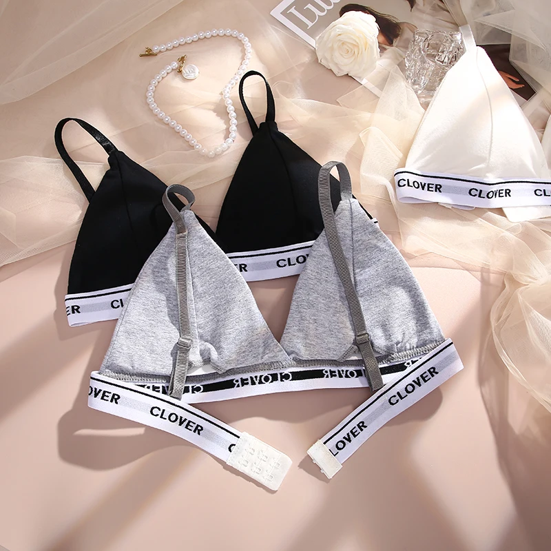 2PCS/Set Sexy Women Cotton Bras Push Up Lingerie French Triangle Cup Bra Wire Free Brassiere Underwear Female Intimates Bralette