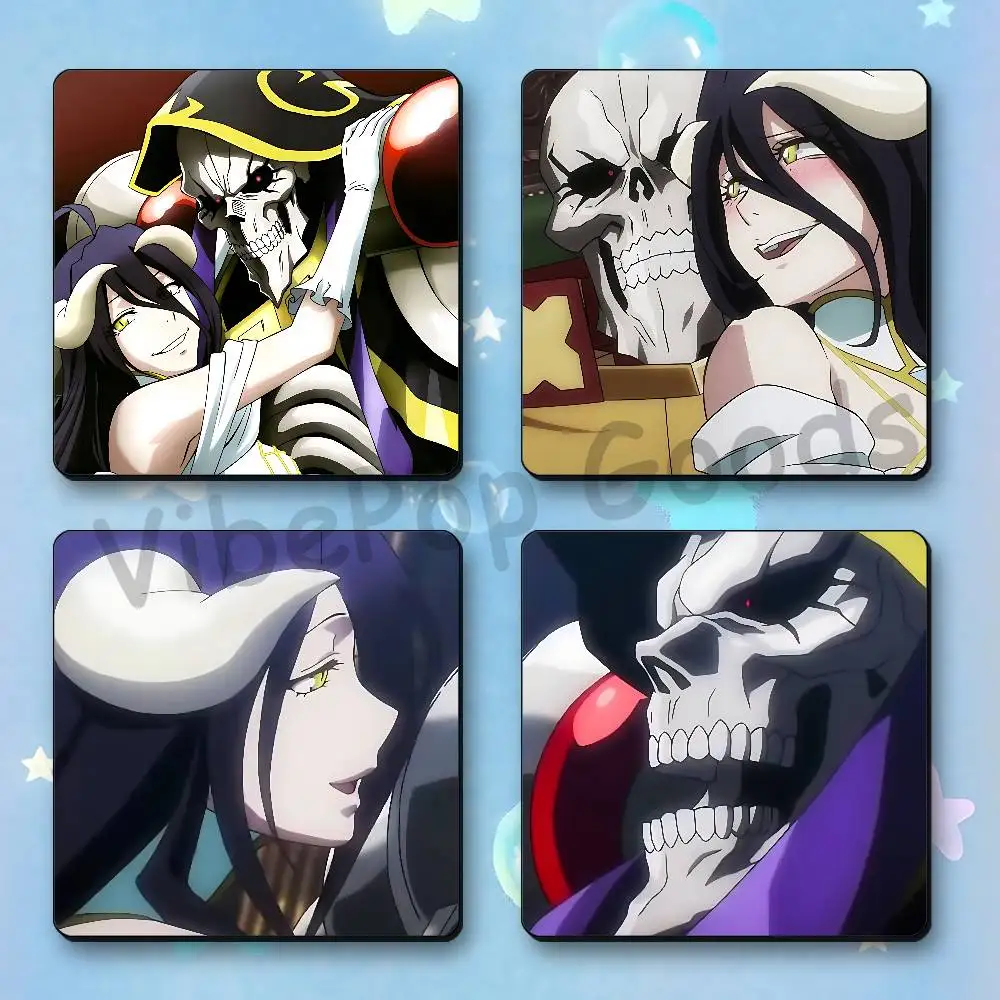 Albedo Ainz Ooal Gown O-Overlord Refrigerator Magnets Square Tiles with Magnetic Sheets Printed for Decoration Collect 55mm