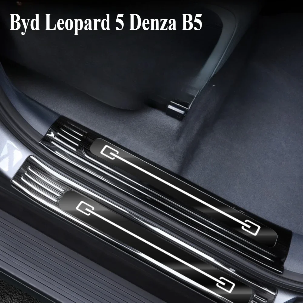 Protectores de umbral puerta acero inoxidable para BYD Formula Leopard 5 Denza B5, pedales bienvenida, decoración inter