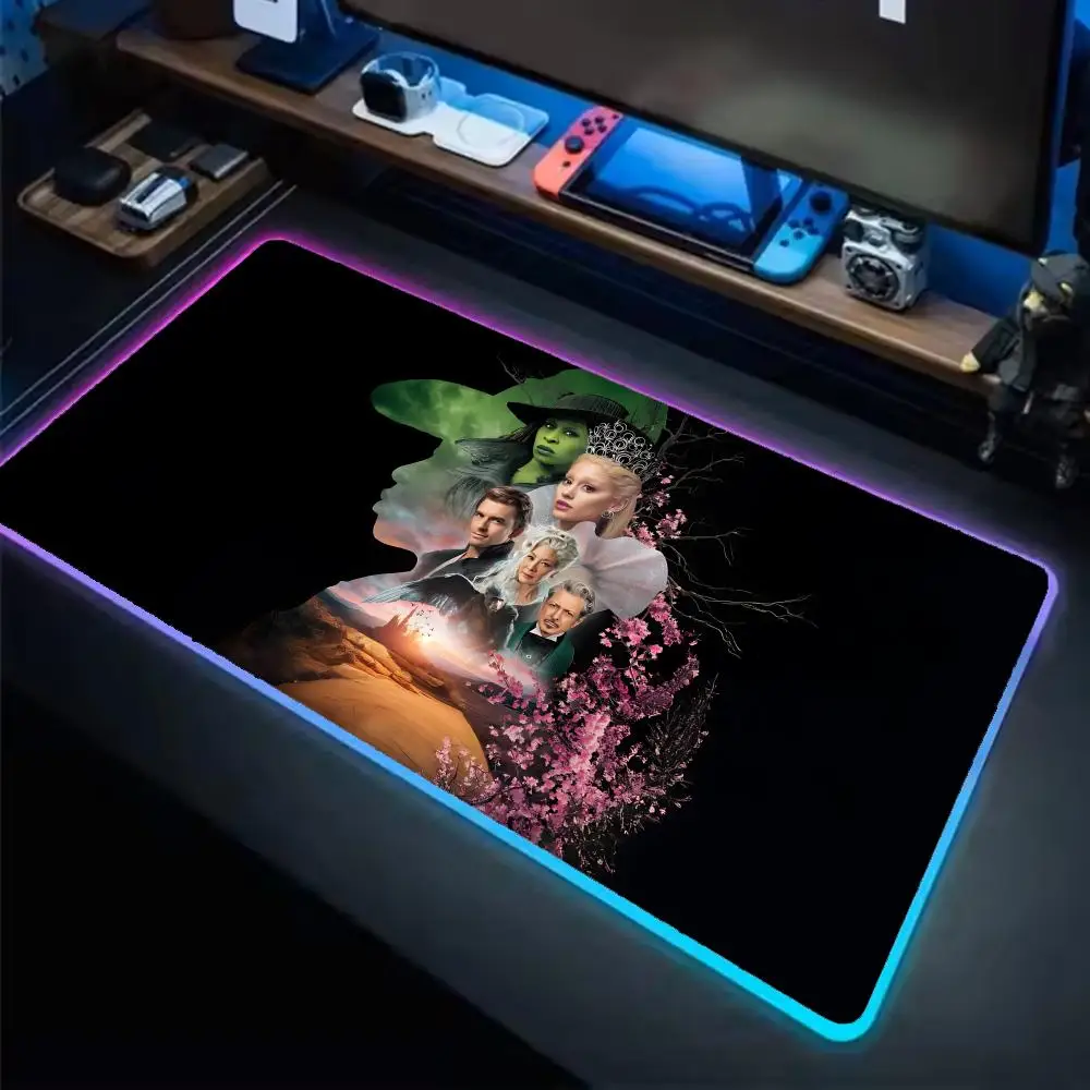 Wicked For Good Mouse Pad Anime Gaming Mouse Pad LED Table Pads Backlit Rubber Desktop XXL RGB Desk Mats