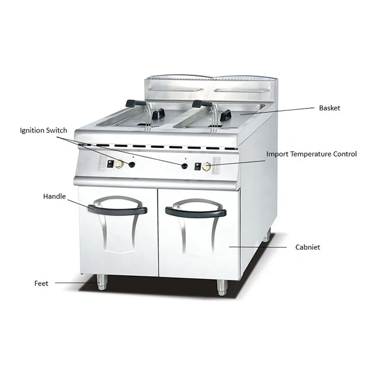 40 Liter Commercial Restaurant Kitchen Equipment Fast Food French Fries/Chicken/Churros Frying Machine Gas Deep Fryer