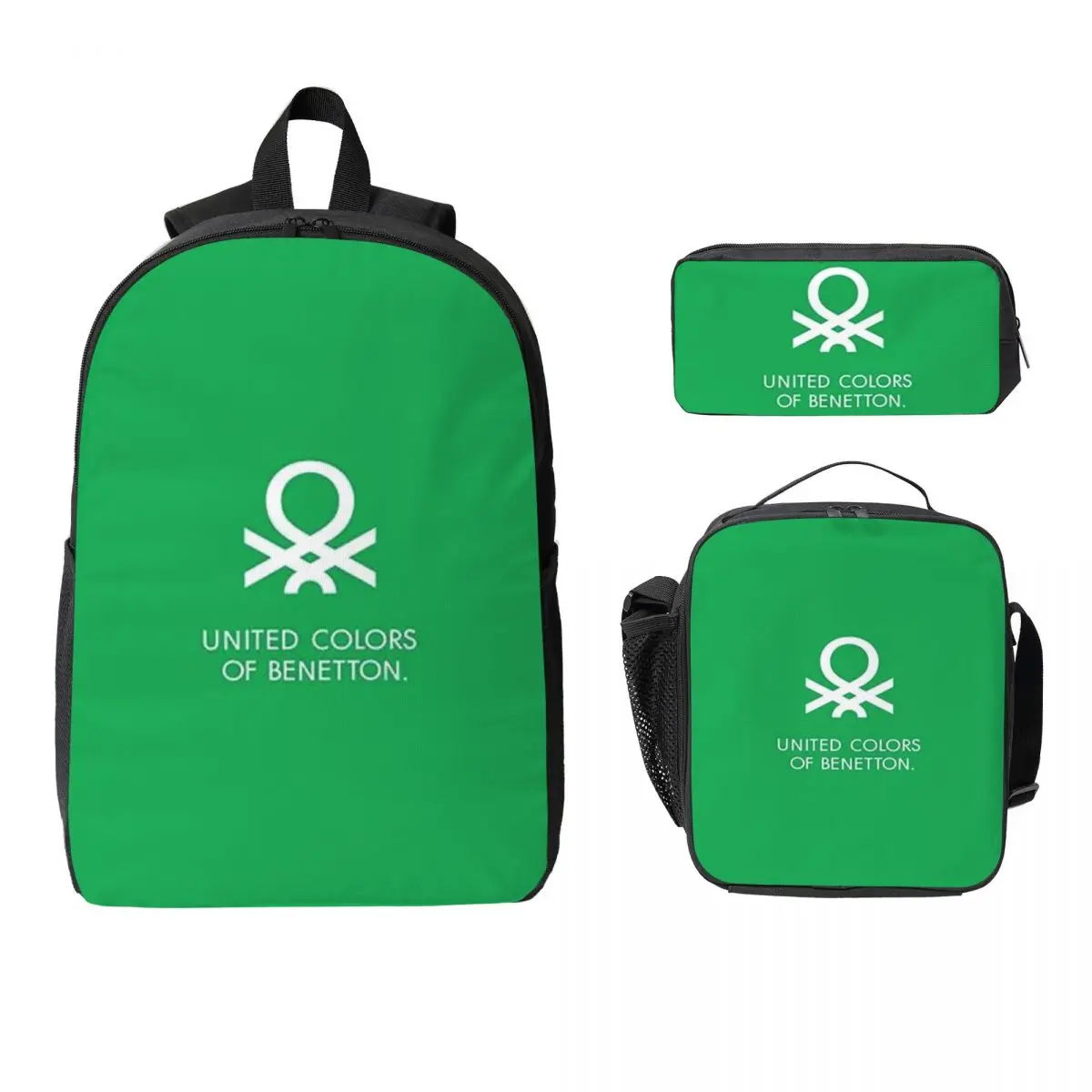 

United Colors Of Benetton Backpack Student Boys Girl BookBag School Bag Laptop Shoulder Bags 3ps Insulated Lunch Bag Pencil Case