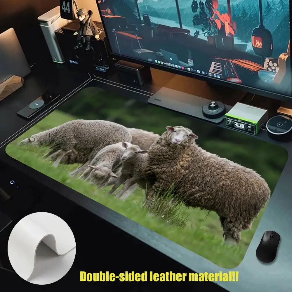 sheep sleep cute wool goat milk Mouse Pad Leather XXL Keyboard Gamer Mouse Pad  Pc Large Non-slip Mouse  Desk Mat