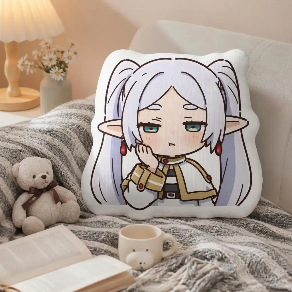 Frierens Cute Anime Funny Pillow Cushion Irregular Stuffed Throw Pillow Home Decor Gift Sofa Bed