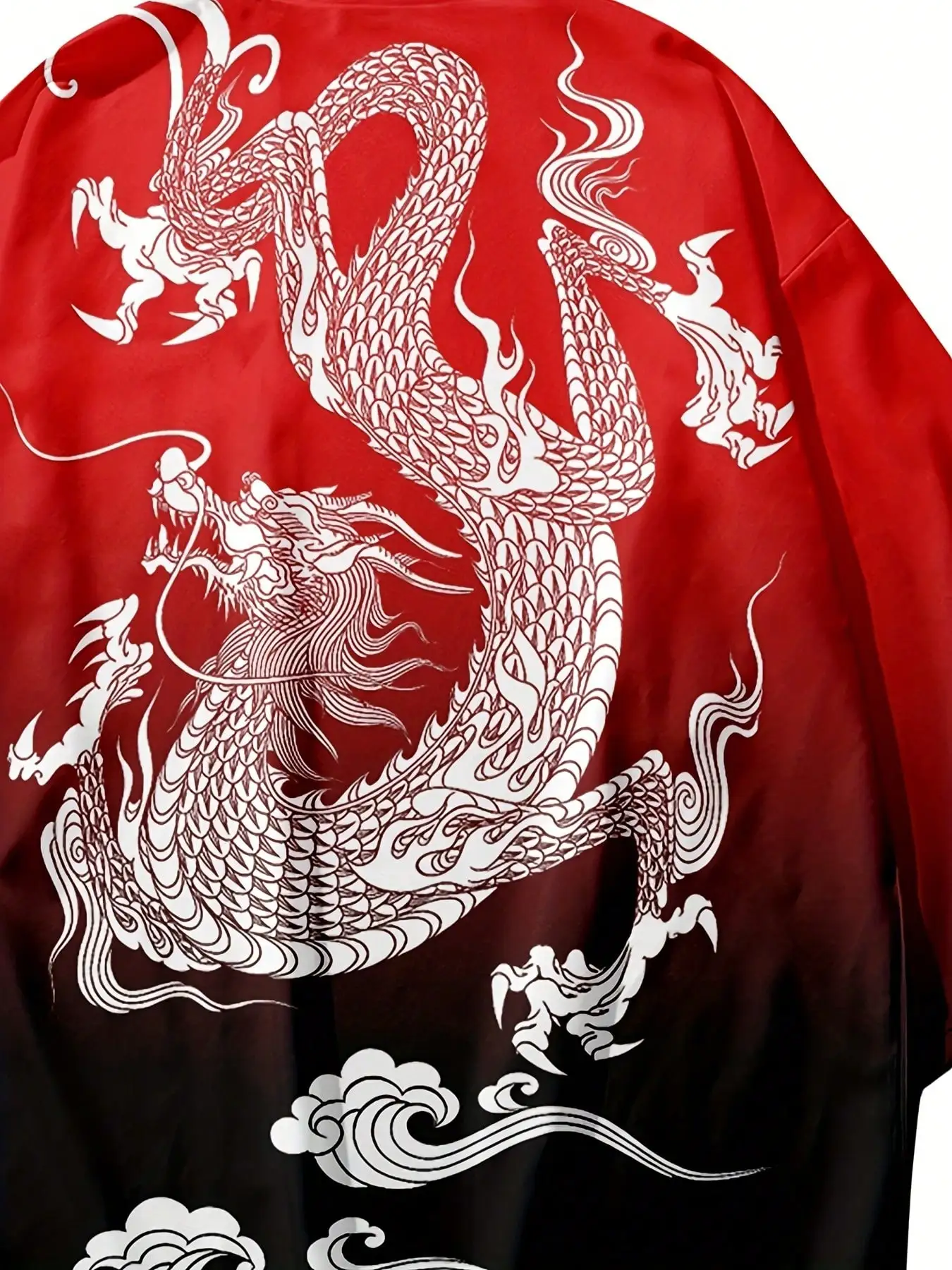 Elegant and cool European and American fashion; Japanese style and wind; Harajuku retro style; domineering dragon print; spring