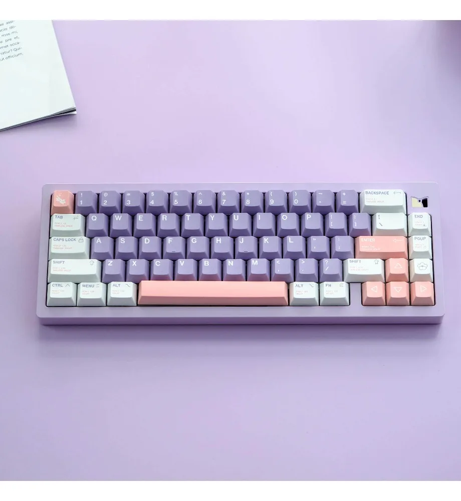 Keycap personality sublimation process suitable for a variety of mechanical keyboards violet keycap 129 key PBT material