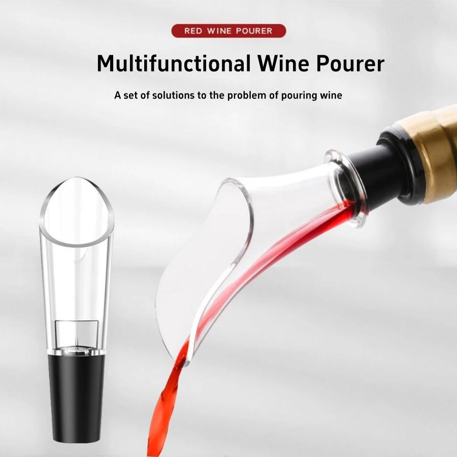 2 in 1 Wine Aerator Pour Spout Acrylic Wine Bottle Stopper for Red Wine