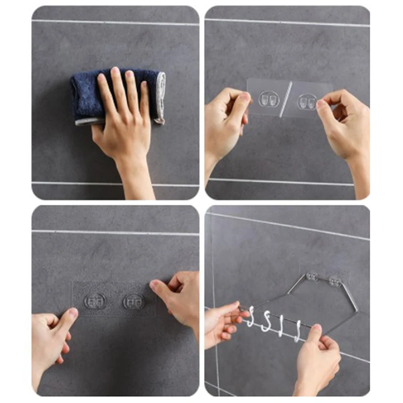 Wall Mounted Adhesive Hook Under Wire Shelf Rack Hanger Holder Insert Clamp Organizer Decor Bracket Key Accessories For Hanging