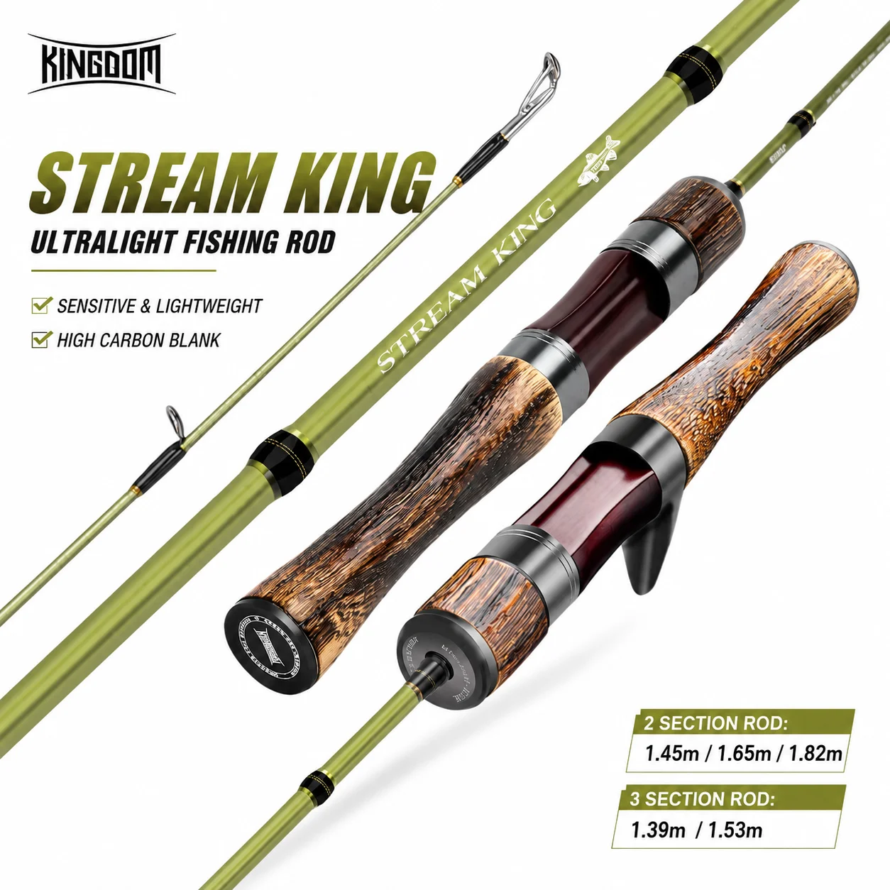 Kingdom STREAM KING Spinnrute 61,9g Ultraleichte Kohlefaser-Angelrute MF Action UL L Power Angelzubehör Reiserute