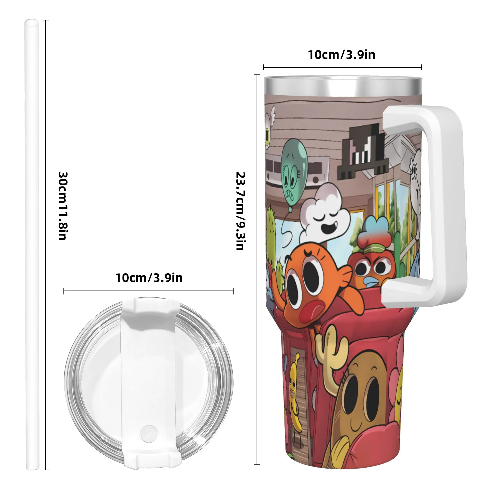 بهلوان من الفولاذ المقاوم للصدأ كوب أكواب العالم المذهل من Gumballs مع شفاطات للشاطئ وزجاجة مياه باردة وساخنة للحفاظ على الحرارة #4