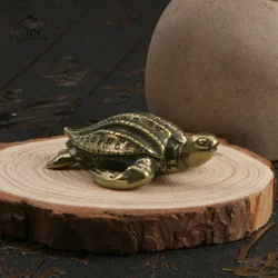 Solid Brass Sea Turtle Figurine Miniature Tea Pet Craft Desktop Small Ornament Animal Home Decoration Accessories Children Gifts