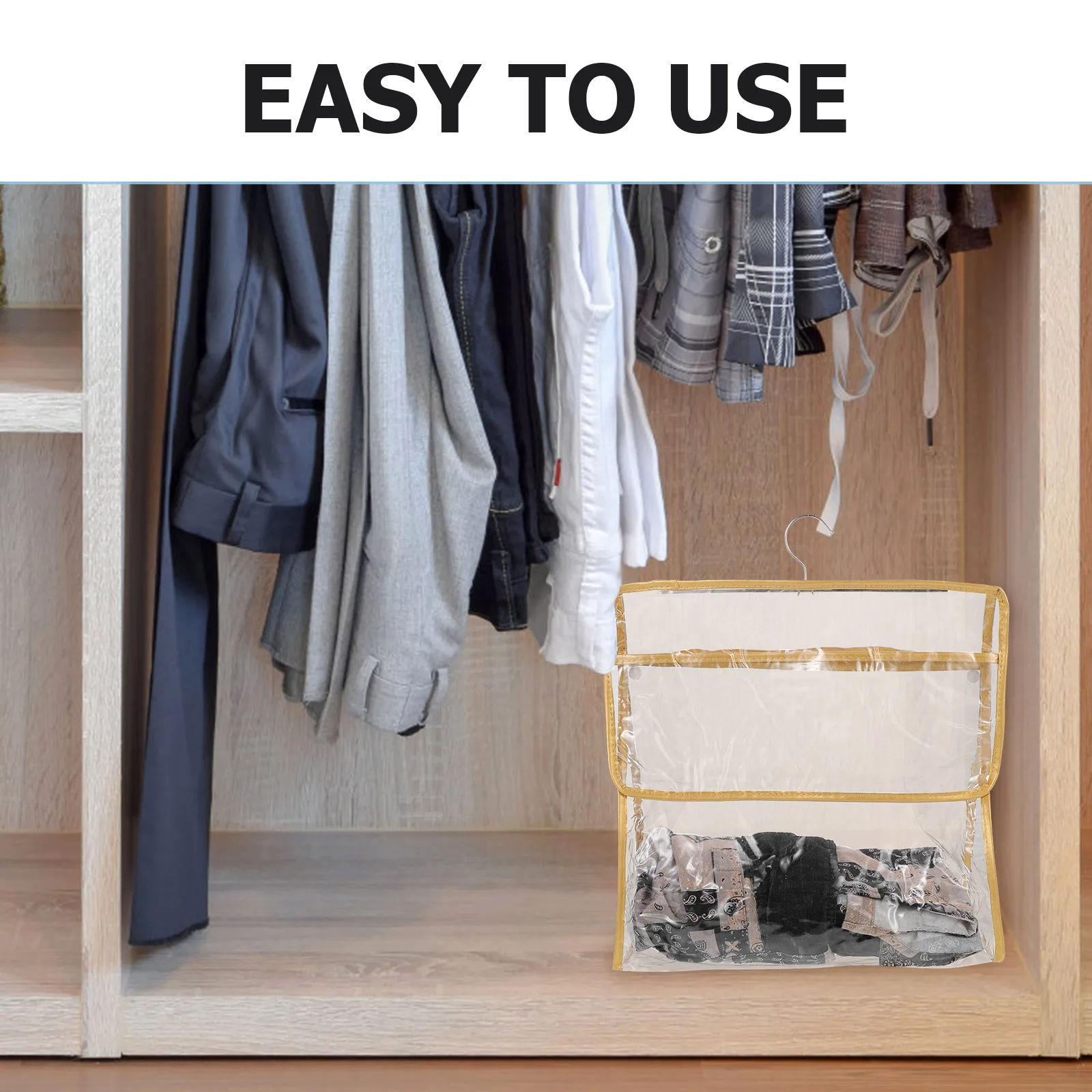 

1Pcs Bathroom Hanging Bag Transparent Waterproof Storage Pouch for Clothes Toiletries Kitchen Dorm Hotel Door Use Snap Button