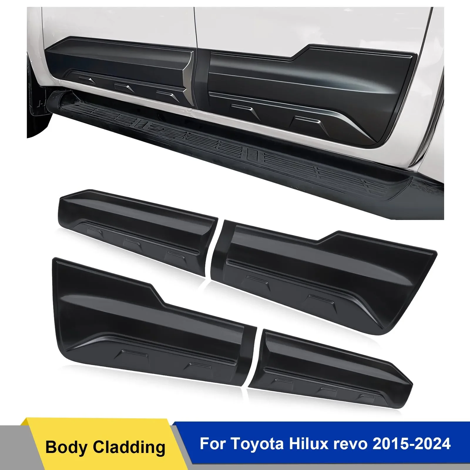 Body Cladding Side Molding Guard Trim Protector For Toyota Hilux Revo 2015-2024 4pcs/set Double Cabin Car Accessories