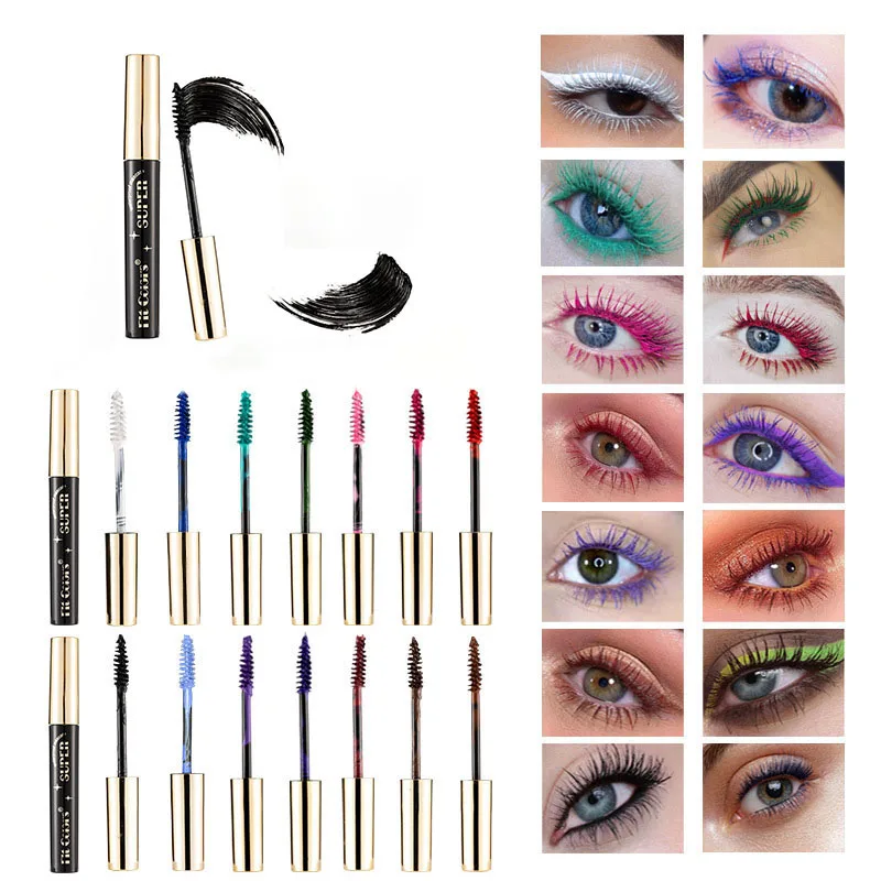 5D Seidenfaser-Mascara, Wimpernfarbe, wasserdicht, 14 Farben, 3D-Mascara, Wimpernverlängerung, dicke, verlängernde Wimpern, Kosmetik