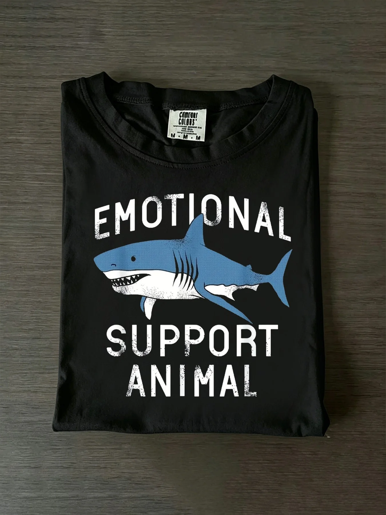 Shark Pun T-Shirt, Perfect for Shark Week and Everyday Casual Wear — Fun Emotional Support Shark Graphic T-Shirt, Loose Fit Crew Neck Shirt with a Joke, Machine Washable, Shark-Themed Clothing, Suitable for Everyday Wear and as a Gift