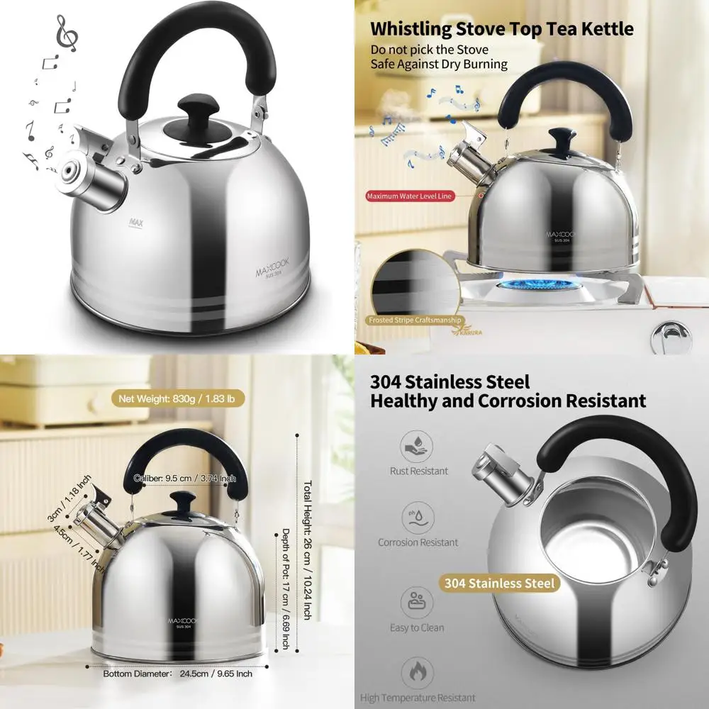 

Чайник со свистком, большой горшок из нержавеющей стали объемом 6 л для плиты и кемпинга