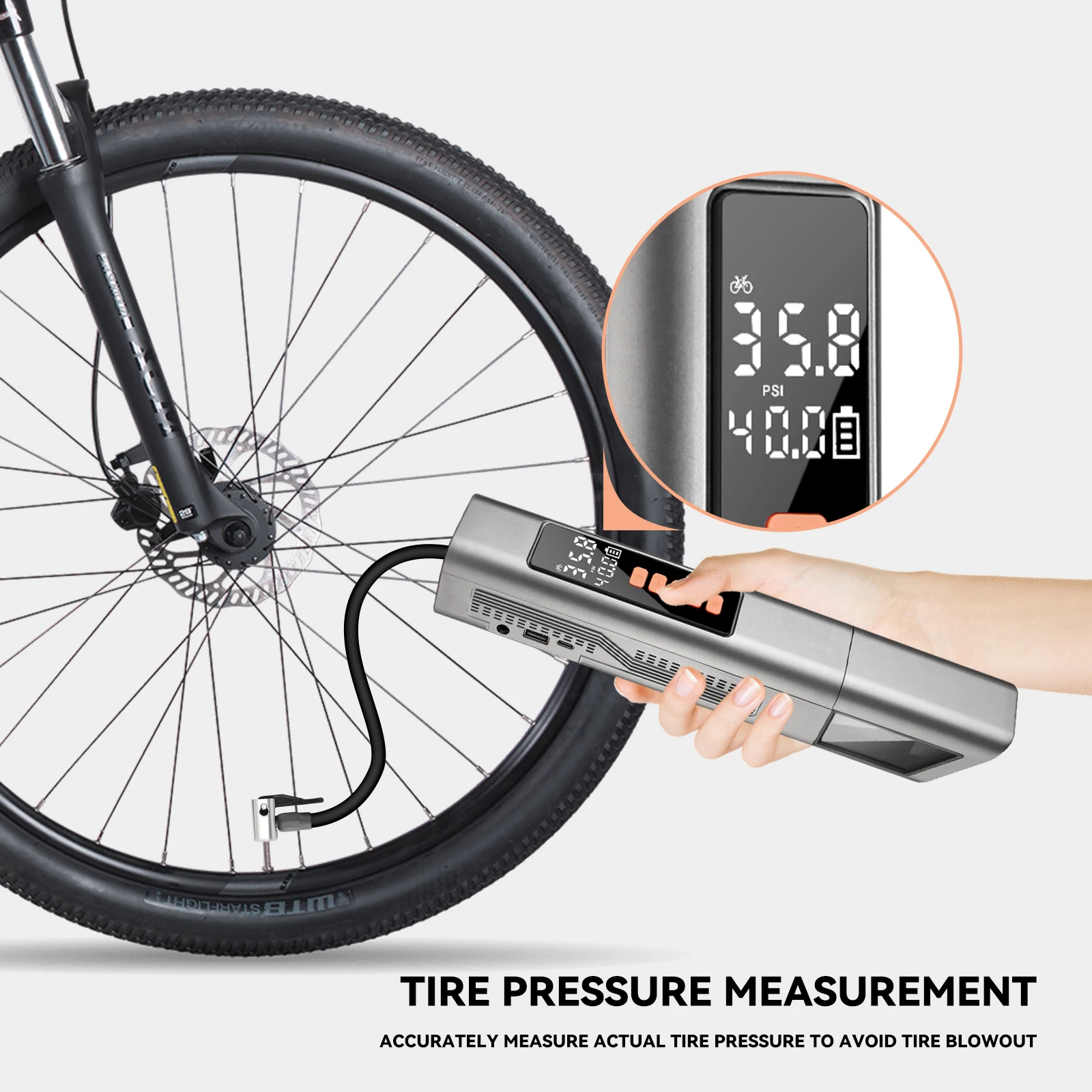 150PSI Mini Bike PumpTire Inflator Portable Air Compressor, Air Pump for Bike Accessories Portable Tire Inflator Bike Pump