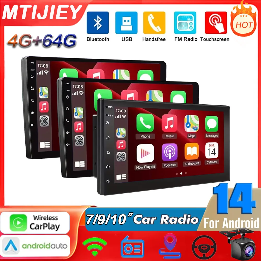 

7/9/10" Universal Car Radio 2Din Android 14 Auto WIFI GPS Carplay Multimedia Player for Nissan Honda Toyota Lada VW Hyundai