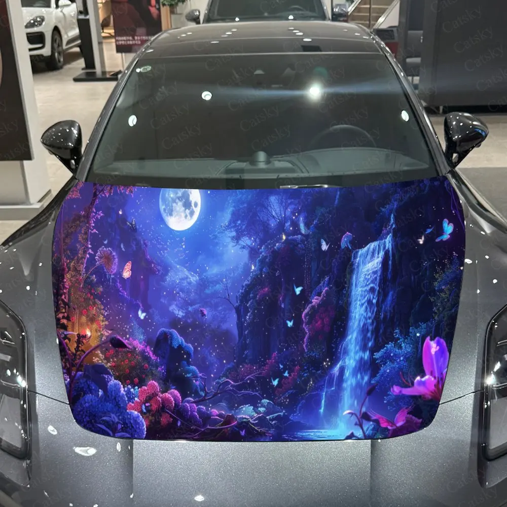 

Serene Nebula Waterfall Car Hood Stickers - Self-Adhesive, Waterproof and Durable Vinyl Wrap, Decorate And Protect Your Car - Th