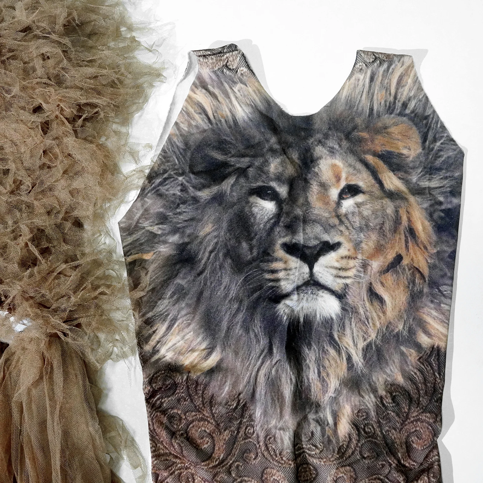 Costumes d'Halloween Sexy imprimé roi Lion marron 2 pièces combinaisons GaGa Drag scène Performance tenue Gogo vêtements fête d'anniversaire