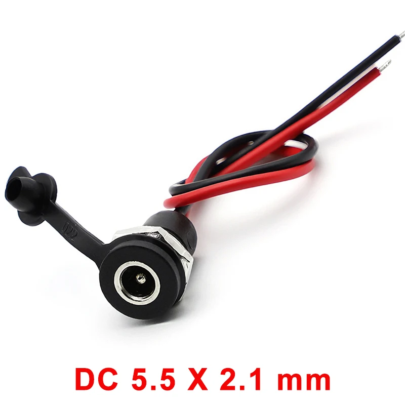 1/5/10 Stück DC 5,5 x 2,1 mm 5,5 x 2,5 mm Batterie DC Power Buchse wasserdichter Stecker mit 2 Pin 18AWG Pigtail Draht Kabel DIY