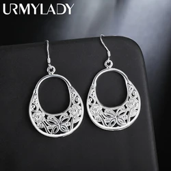 New 925 Sterling Silver Carved butterfly flower Earrings Women Fashion Jewelry Christmas Gifts Wedding fancy earrings