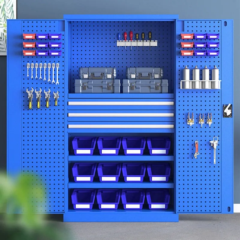 Heavy Tool Cabinet Iron Cabinet Workshop Hardware Toolbox Double Door Factory Locker Safety Tool Cabinet Thickened