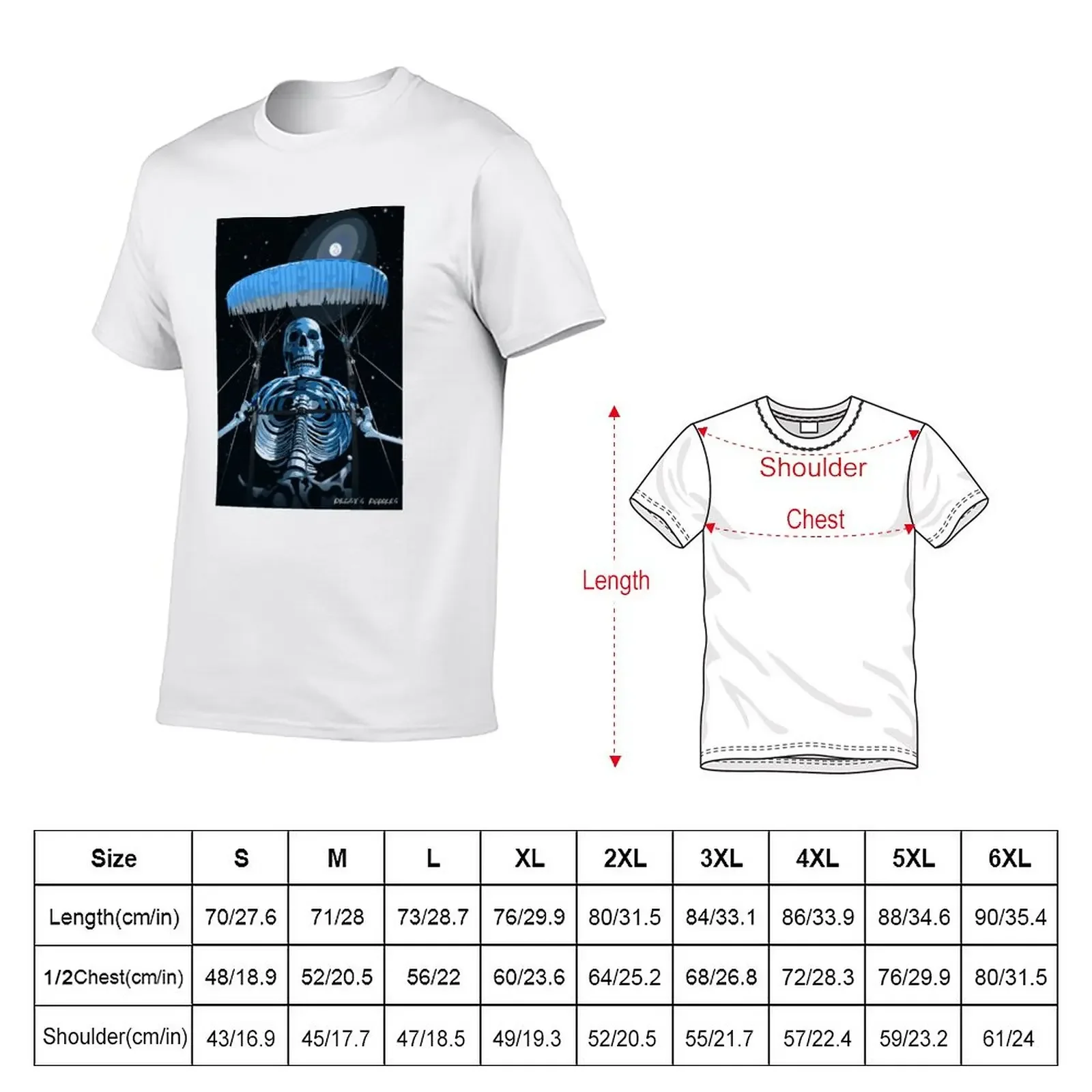 New paragliding skeleton T-Shirt oversized t shirt custom t shirt mens big and tall t shirts