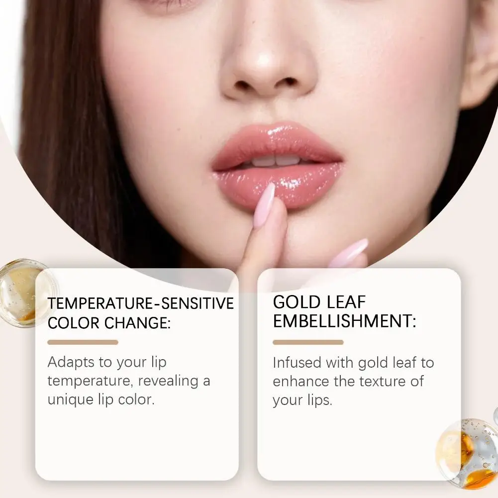 Gold-Kristall-Lippenstift, Folien-Lippenbalsam, weicher, natürlicher Farblipgloss, leicht feuchtigkeitsspendende Textur, feuchtigkeitsspendend, nicht fettig, reduziert Lippenlinien – Detail 10