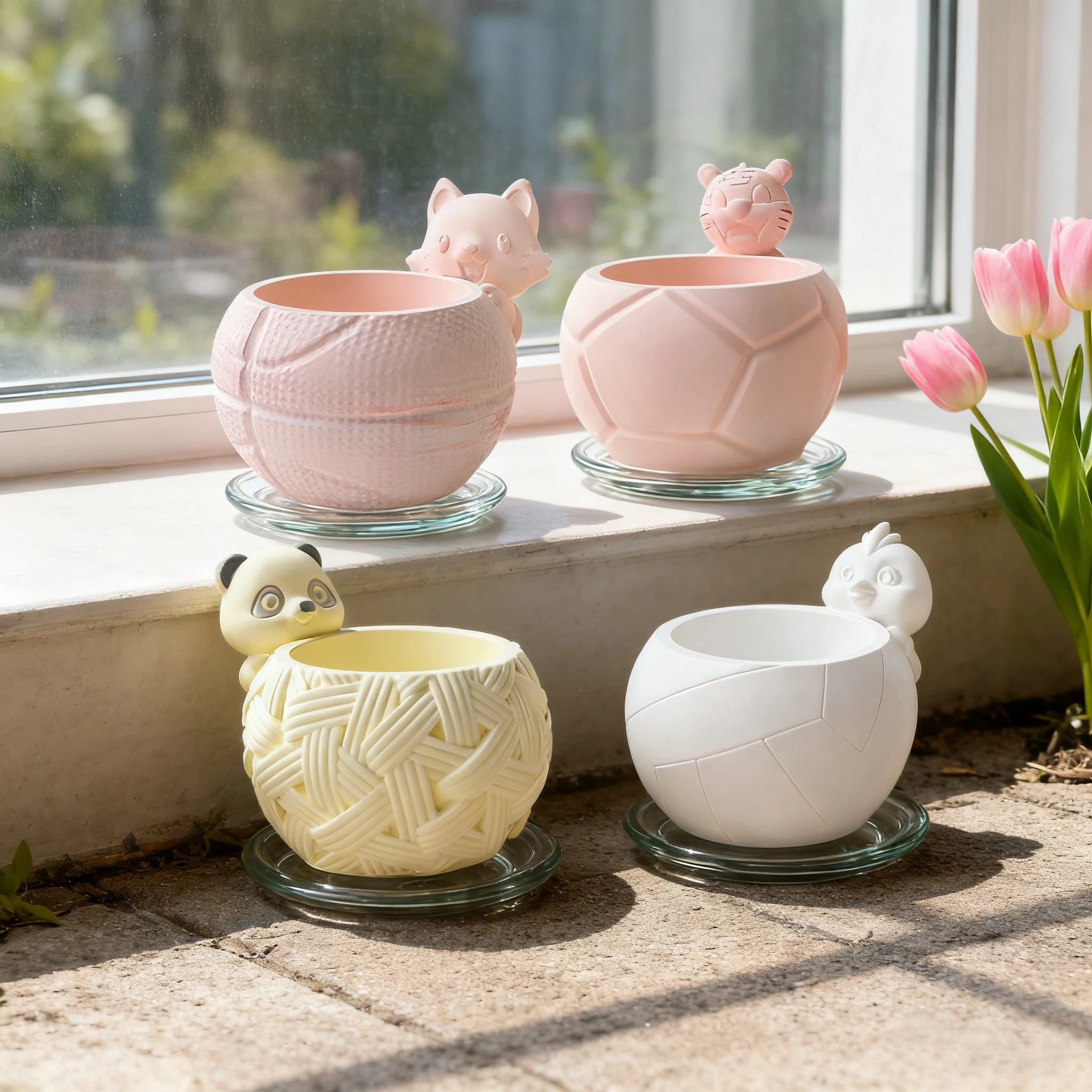 

Animal Soccer Silicone Mold DIY Plaster Planter Cement Flower Pot Mold Panda Fox Clay Gypsum Mould Football Garden Decor Craft