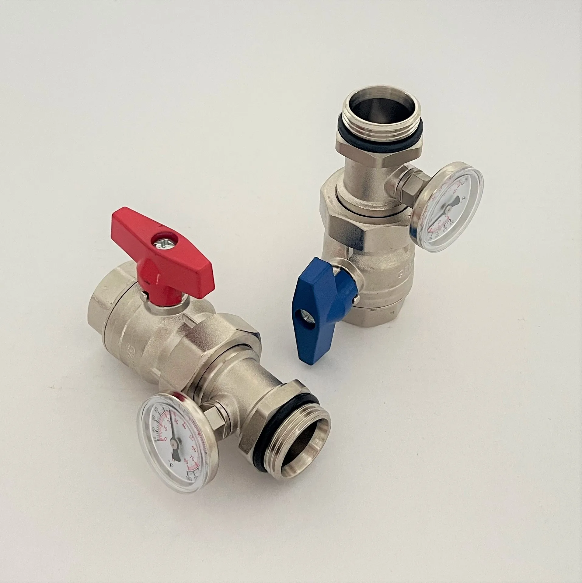 ZZ18504 Underfloor Heating Manifold Ball Valve with Temperature Gauge – Union Ball Valve for Radiant Floor Pipes