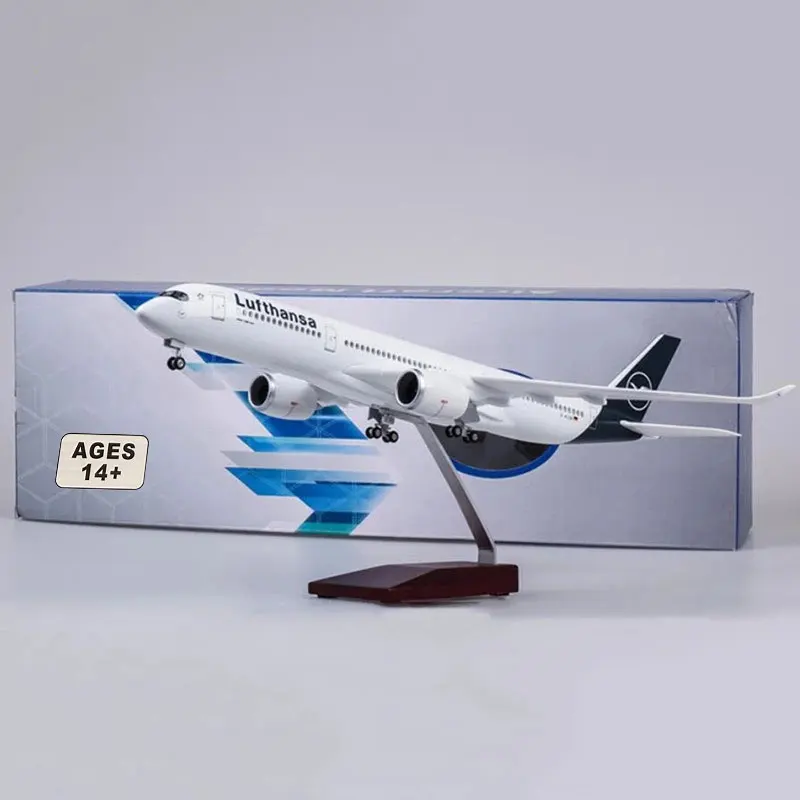 

1/142 Scale 47cm Airplane A350 Lufthansa Airline Modell Diecast Resin Plane Lufthansa Aircraft A350 Collection Display Gif