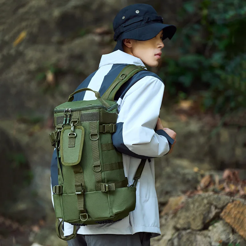 

Outdoor Fishing Backpack with Rod Holder Waterproof Oxford Cloth Camping Hiking Hunting Fishing Gear Accessories Storage Bag