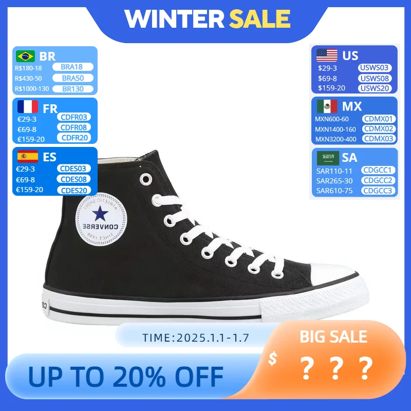 Converse Chuck Taylor All Star Skateboarding Shoes Men and Women High-top Outdoor Breathable White Vintage Sneaker