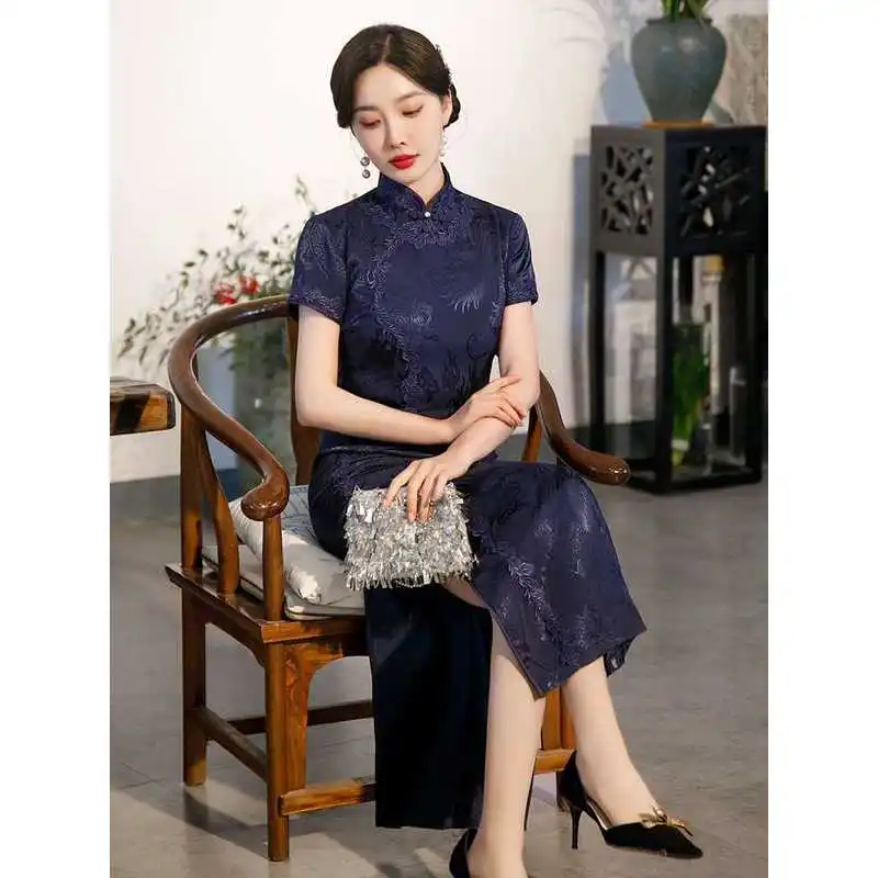 

Улучшенная версия, ретро темпераментный халат с флагом R, женский весенний модный высококачественный настраиваемый традиционный китайский костюм