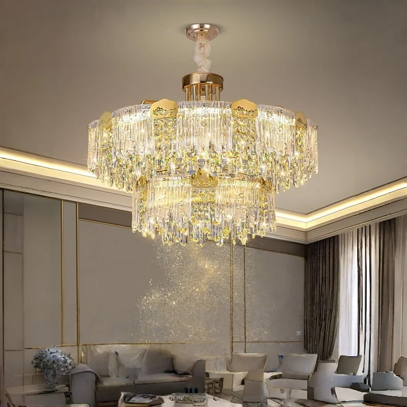 Italian Crystal Led Chandelier Luxury Villa Dining Room Bedroom French Living Room Main Light Hotel Lustre Lamps Ceiling Light