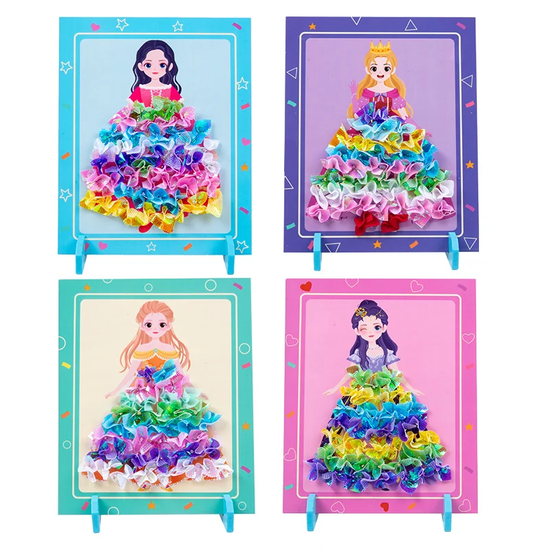 

Princess Skirt Poking Embroidery Toy Colorful Dress Up DIY Handmade Educational Game Creative hands-on ability imagination