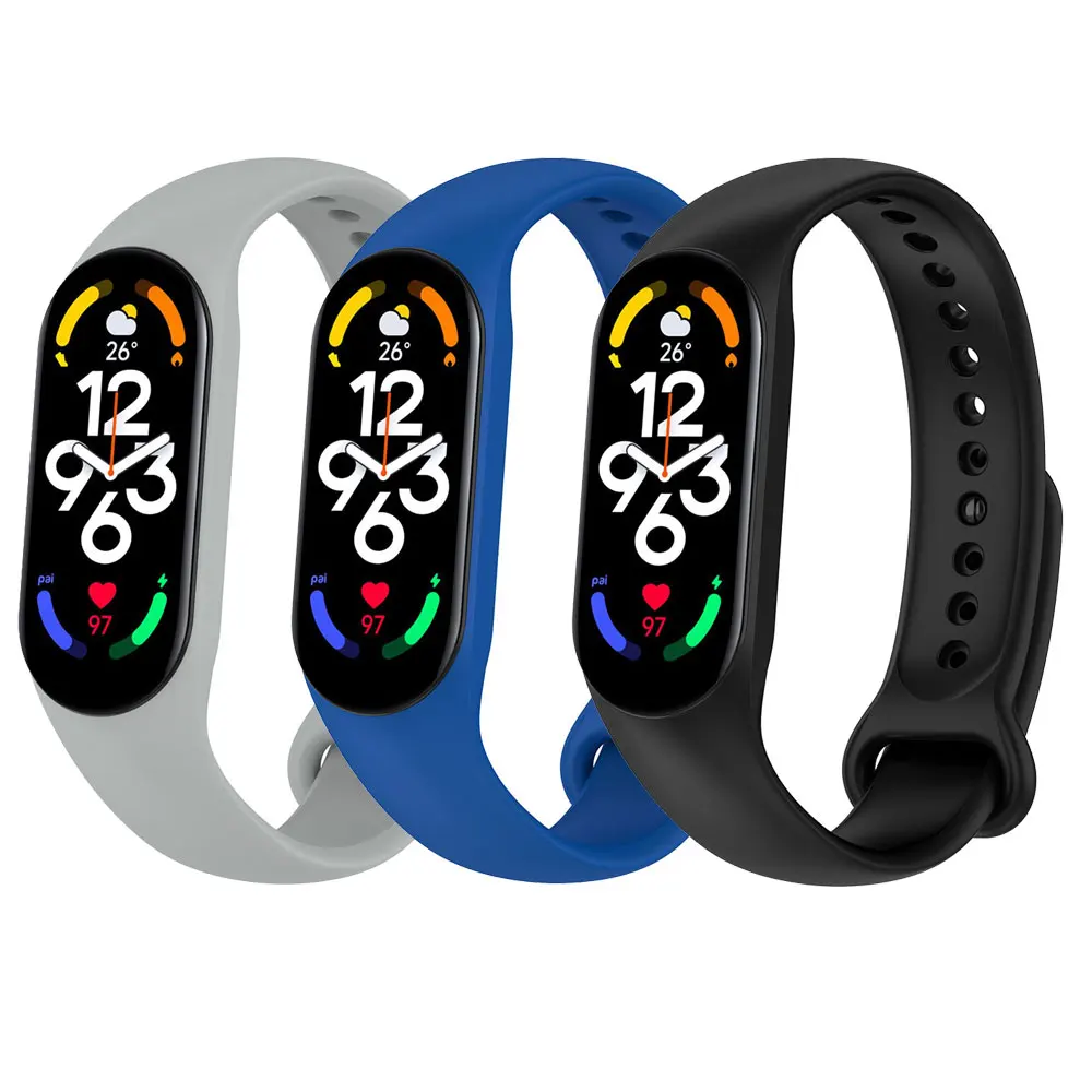 3 قطعة ل Mi الفرقة 5 6 7 حزام سوار سيليكون معصمه سوار حزام الذكية miband6 المعصم حزام ل شاومي Mi الفرقة 6 5 حزام