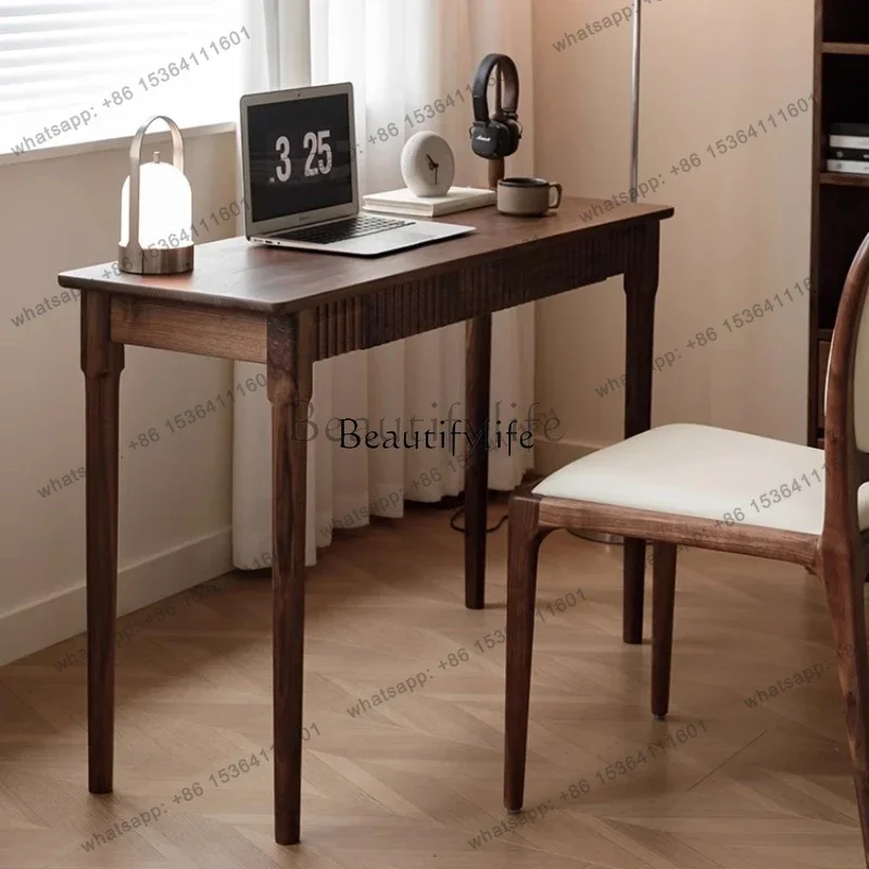 8pg45North American black walnut solid wood desk home office computer desk very narrow bedroom writing desk