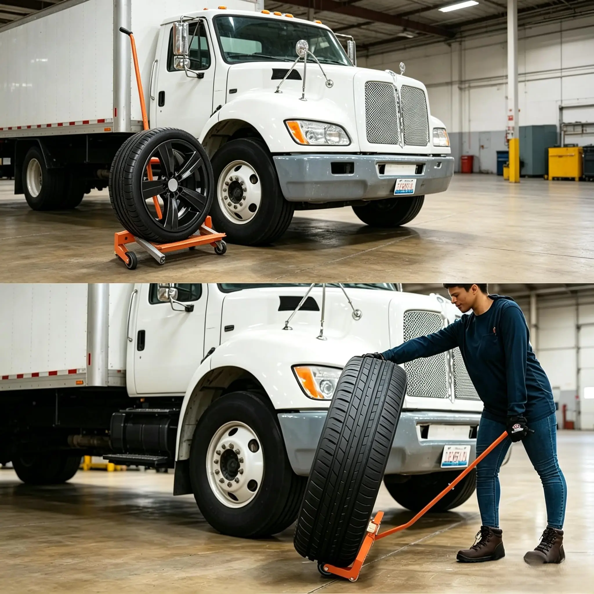 Tire Dolly, Heavy Duty 350LBS Wheel Dolly Adjustable Tire Dolly Tire Lift Tool Easy Lift Tire Moving Cart with 360° Rotatable Wheels, Cart Wheel Lift for Truck Car Vehicle, Auto Repair Shops