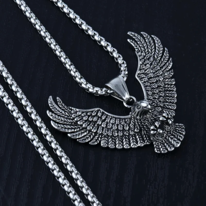 Fashion Men Stainless Steel Eagle Necklace Animal Pendant Retro Punk Necklaces for Male Animal Jewelry Party Anniversary Gift