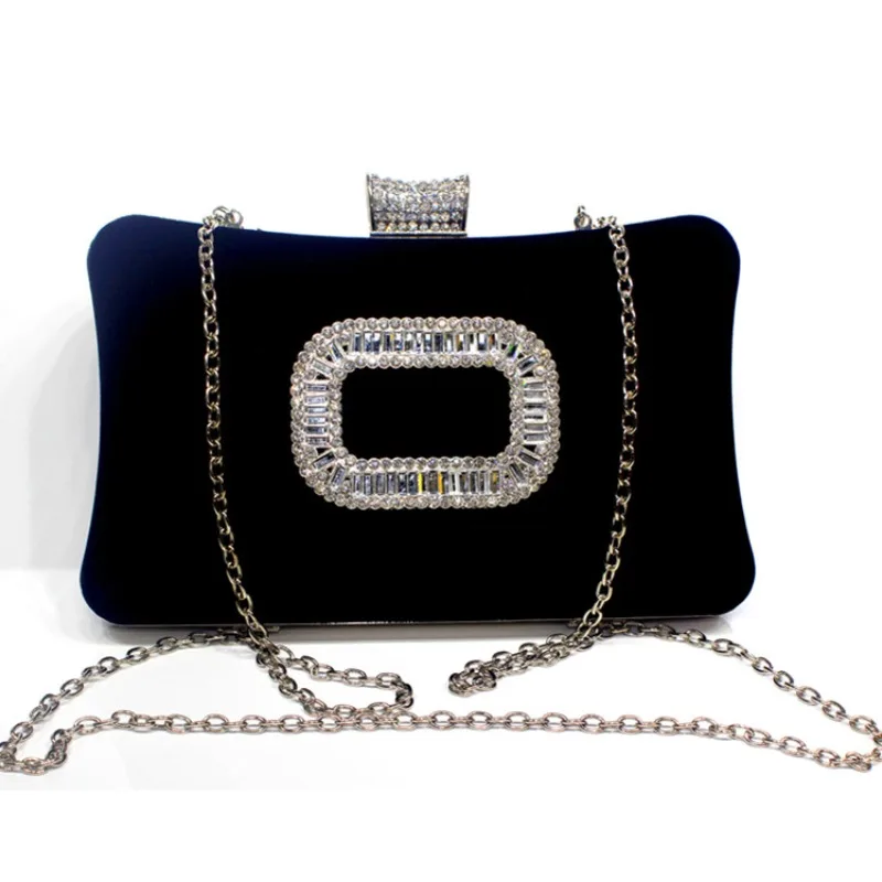 

Fancy Square Diamond Buckle Velvet Clutch Bags Vintage Style Ladies Square Evening Purse Wedding Party Diamond Studded Handbag