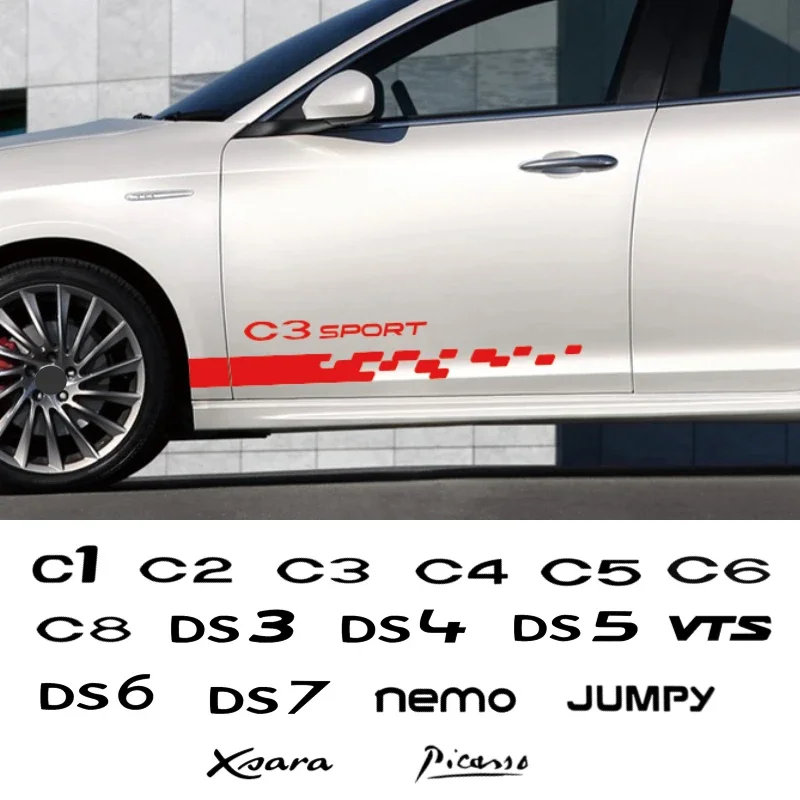 2pcs Car Body Door Both Side Stickers for C1 C2 C3 C4 C5 C6 C8 DS3 DS4 DS5 DS6 DS7 JUMPY Nemo VTS PICASSO Berlingo XSARA