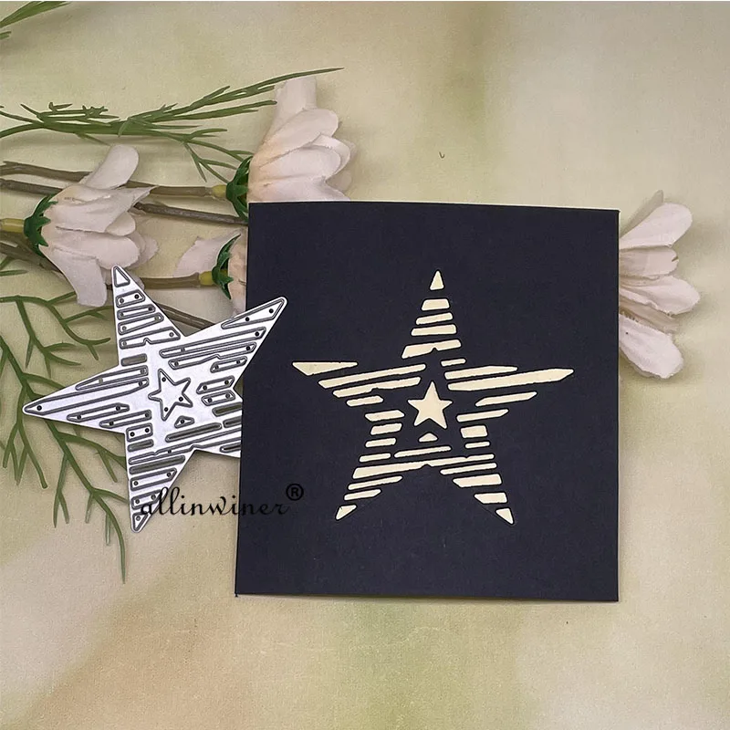 ใหม่ Pentagram Star รูปร่างโลหะที่ตัดลายกระดาษ Stencils สำหรับ DIY Scrapbooking ตกแต่งลายนูน Handcraft Die ตัดแม่แบบ