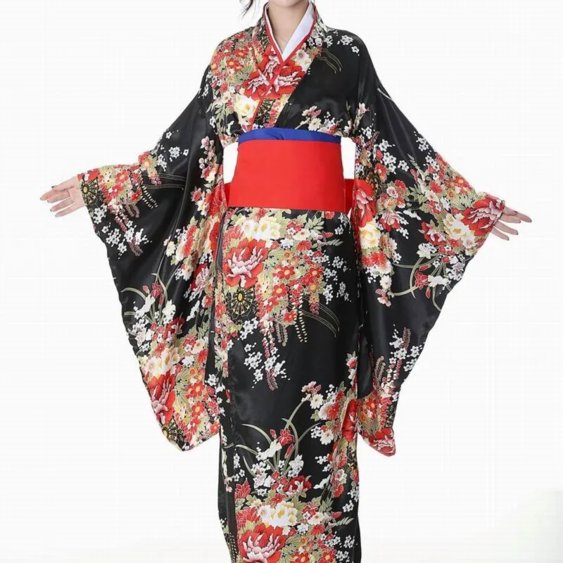 

Long Furisode Kimono Dancing Dress Performance Wear Japanese Stage Clothing Acg Dance Photography plus Size