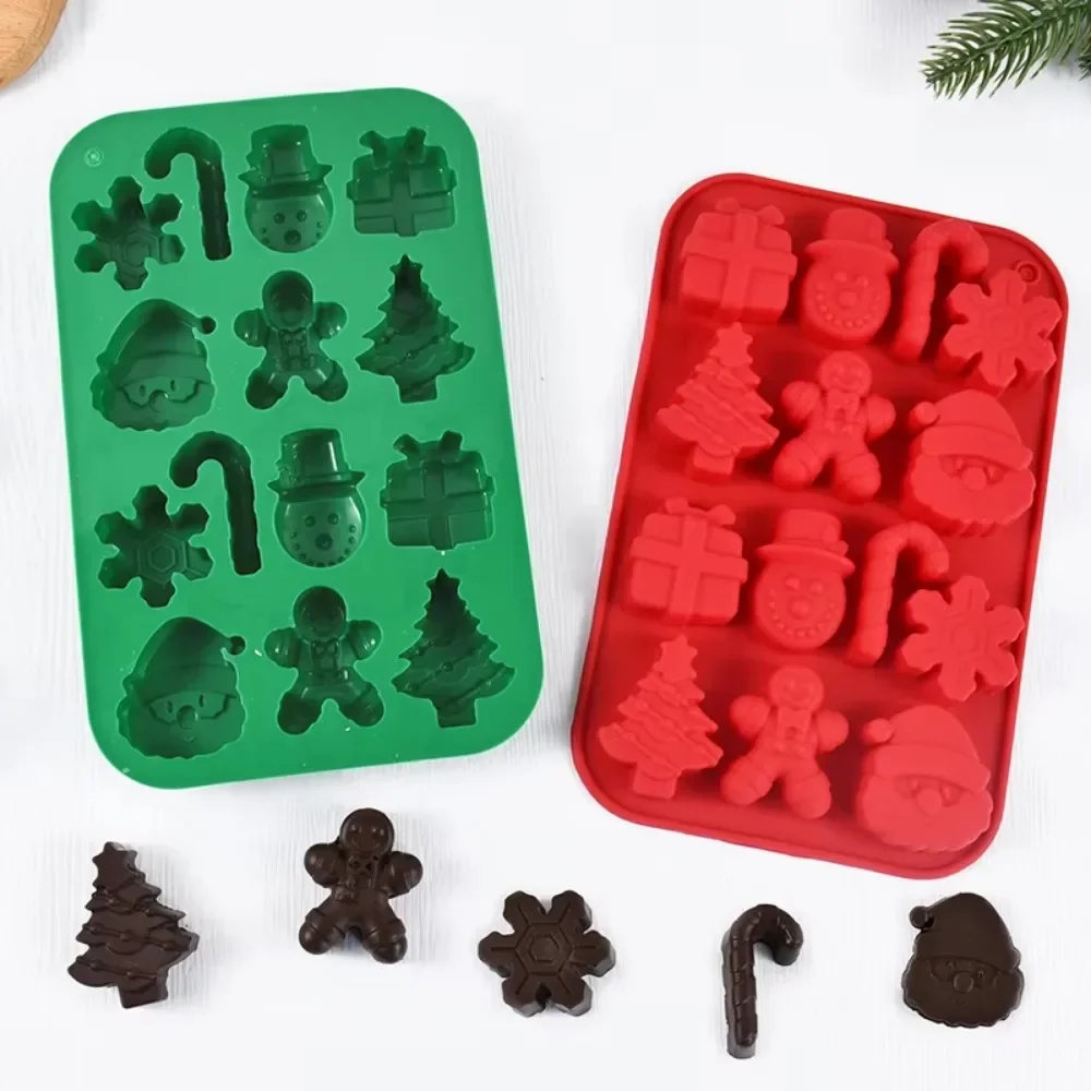 Christmas Silicone Moulds Snowflake Christmas Tree Gingerbread Man Chocolate Candy Cookie Mold DIY Cake Decor Baking Gadget