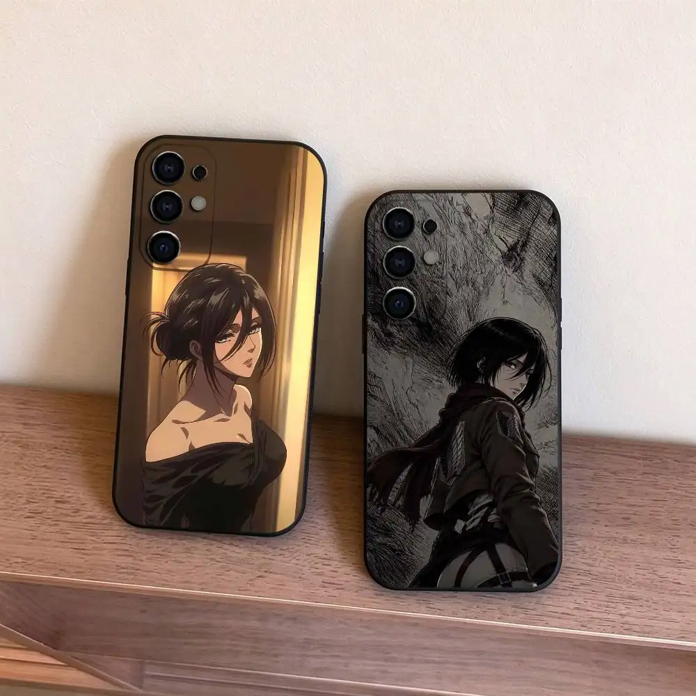 a-Attack on Titan Mikasa Ackerman gift Phone Case Black Silicone Soft For Samsung S25,S24,S21,S22,S23,S30,Ultra,S20,Plus,Fe,Lite